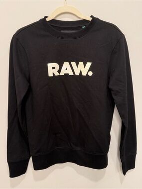G-Star RAW Black Logo Crewneck Sweatshirt Mens XS D17466-A613-6484